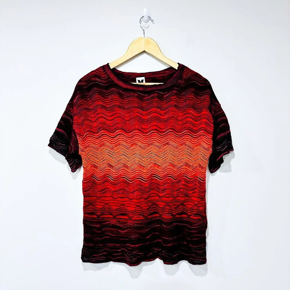 MISSONI Red  t-shirt with textured waves - Picture 1 of 7